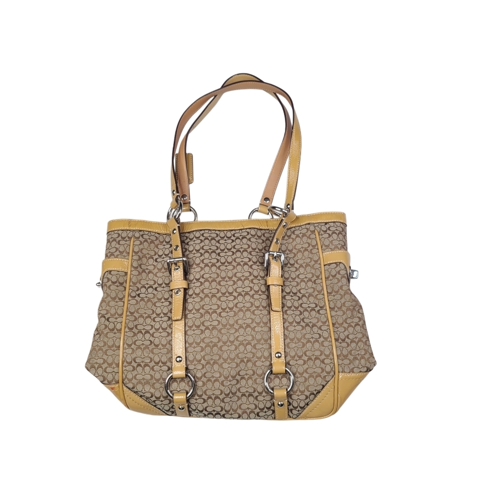Coach Signature Canvas Tote with Yellow Trim